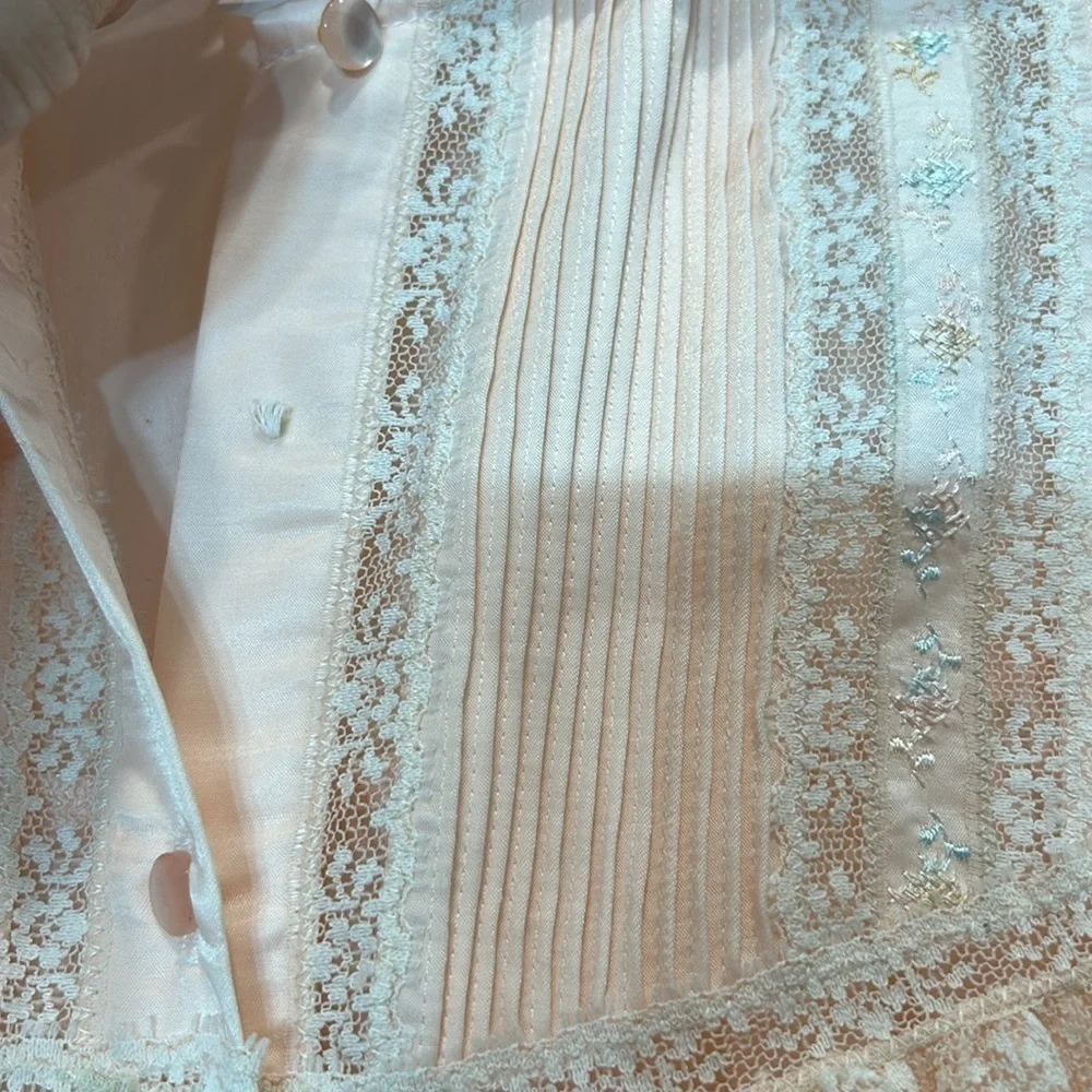Vintage dead stock Barbizon Alicia long sleeve sleep gown, peach women’s large - Picture 3 of 6